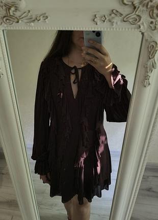 Невероятно красивое шоколадное платье zara