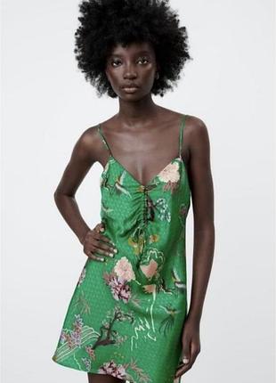 Зелена сукня комбінація zara