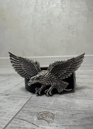 Ремінь harley style з масивною пряжкою орла (114 см)