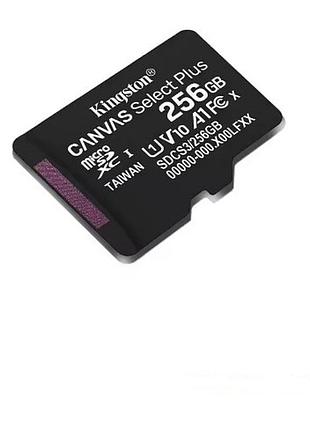 Карта памяти kingston canvas select plus 256gb microsd class 10 uhs-i u1 v10 a1 tf