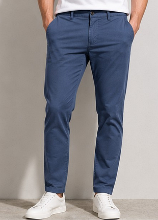 Оригинальные брюки zara man slim fit темно-синие 48 m классические зауженные