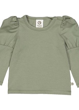 Дитячий лонгслів для дівчинки green cotton 74 см оливковий (25111259)