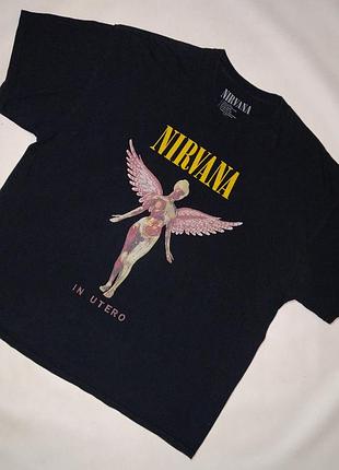 Черная футболка мерч nirvana in utero