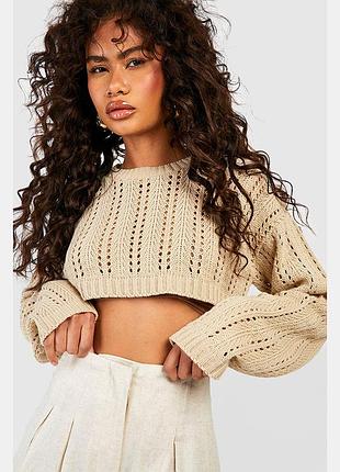 Boohoo актуальний кроп светр рукава кофтинка топик
