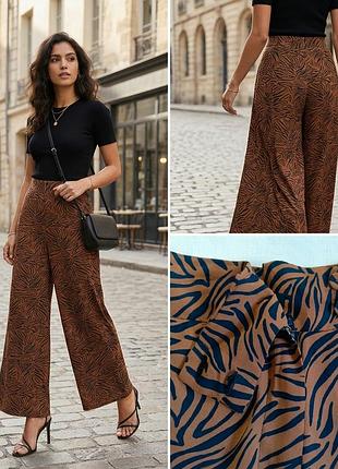 Літні кюлоти zara з кишенями, анімалістичний принт, l