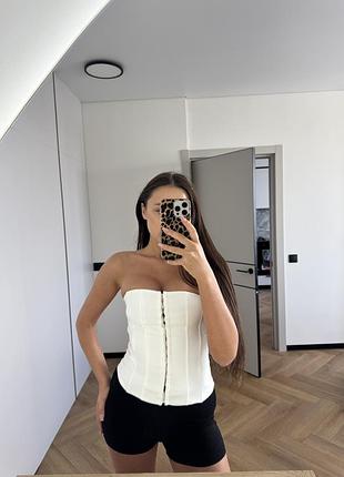 Білий корсет на застібках zara s