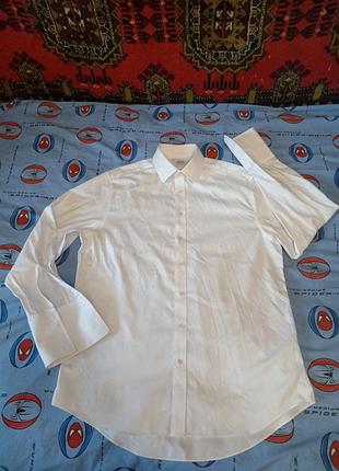 Мужская хлопковая белая рубашка под запонки, charles tyrwhitt, non-iron classic fit, p. 42/xl