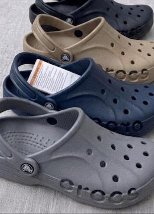 Мужские шлепаные сабо crocs baya classic синие,серые, кайот,черные