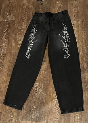 Джинси cropp, унісекс, чорні, розмір l-m, фасон baggy