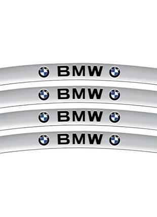 Металеві наклейки на диск авто з логотипом bmw, сірі