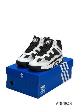 Женские зимние кроссовки adidas originals niteball high white black fur