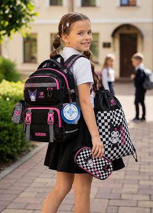 Шкільний набір kite education kuromi set hk25-1022m (рюкзак, пенал, сумка)