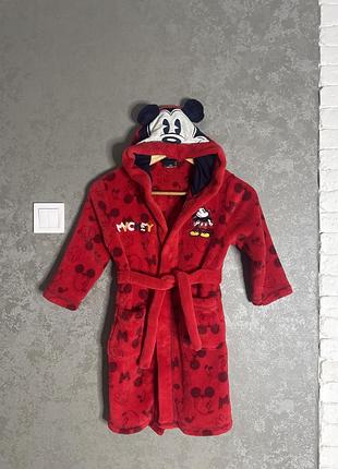 Плюшевий халат з капюшоном на хлопчика 5-6р або на дівчинку mickey mouse, disney