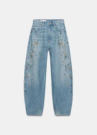 Джинси жіночі з вишивкою zara new
