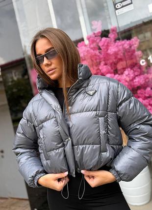 Накладной платеж ❤ пуффер трансформер оверсайз укороченный из лого тепла куртка дутая дутка стеганая жилет