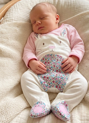 Брендовый хлопковый человечек слип для новорожденной девочки jojo maman bebe