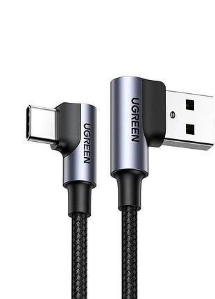Кабель ugreen us176 right angle usb-a to usb-c cable 1m (space gray)