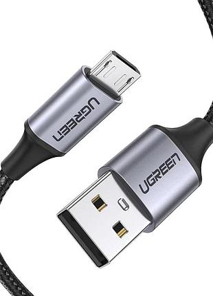Кабель ugreen us290 usb 2.0 a to micro usb cable nickel plating aluminum braid 2m (black) (ugr-60148)