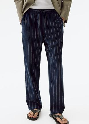 Брюки свободные из льна и вискозы h&amp;m premium selection