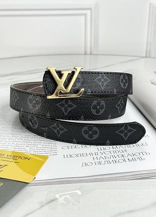 Ремінь louis vuitton унісекс чорний класик золото