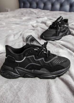 Кросівки adidas ozweego adipren чорні рефлективні