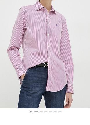 Рожево-біла смугаста сорочка polo ralph lauren