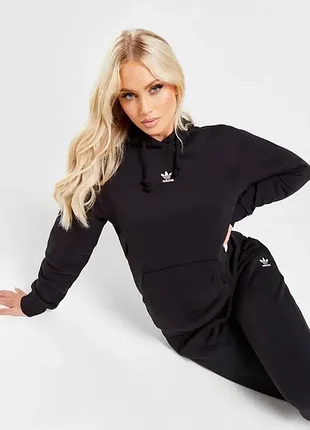 Adidas (s) essential hoodie fleece женское худи на флисе оригинал черный