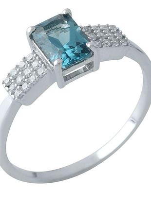 Срібне кільце proba з топазом лондон блю 0.888ct, вага виробу 2,03 г (1970485) 16.5 розмір