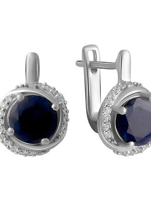 Серебряные серьги proba с натуральным сапфиром 4.3ct (2063094)