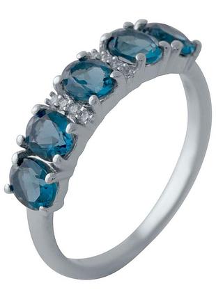 Срібне кільце proba з топазом лондон блю 1.66ct, вага виробу 1,68 г (2024712) 17 розмір