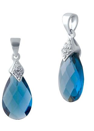 Серебряная подвеска proba с топазом лондон блю 4.555ct (1652817)