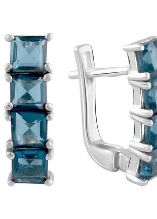 Срібні сережки proba з топазом лондон блю 2.442ct (2091820)