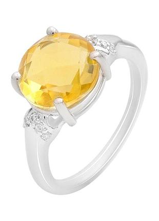 Серебряное кольцо proba с цитрином nano 3.58ct, фианитами, вес изделия 3,27 гр (2212850) 16.5 размер