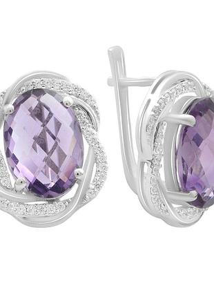 Срібні сережки proba з натуральним аметистом 10.688ct (2189251)