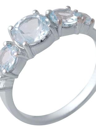 Срібне кільце proba з натуральним топазом 3.17ct, вага виробу 2,98 г (2018858) 17 розмір