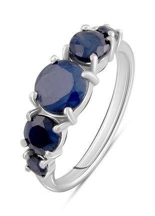 Срібне кільце proba з натуральним сапфіром 3.312ct, вага виробу 3,14 г (2089117) 17.5 розмір