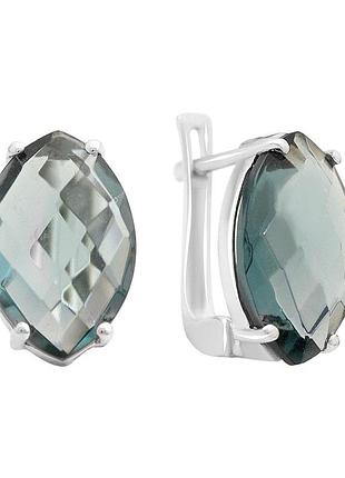 Серебряные серьги proba с топазом лондон блю 9.68ct (2127376)