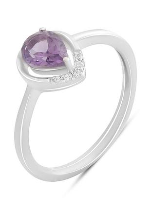 Срібне кільце proba з натуральним аметистом 0.63ct, вага виробу 2,04 г (2189459) 18 розмір