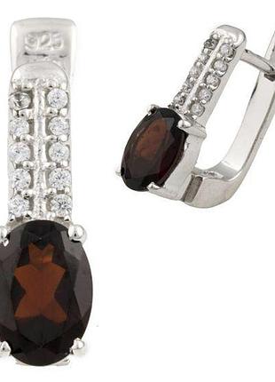 Серебряные серьги proba с натуральным гранатом 2.1ct (0477503)