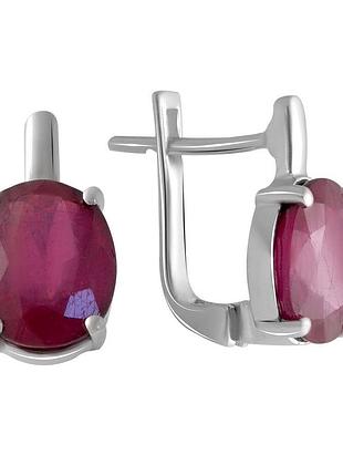 Серебряные серьги proba с натуральным рубином 6.488ct (2053996)