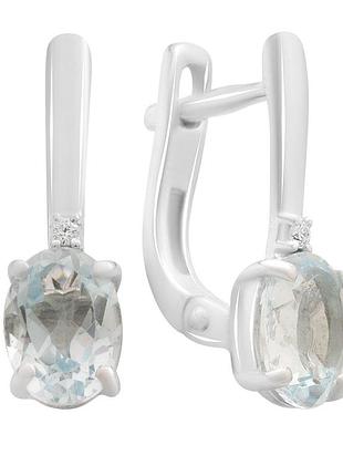 Серебряные серьги proba с натуральным топазом 1.874ct, фианитами (2188346)