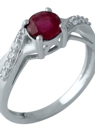 Серебряное кольцо proba с натуральным рубином, вес изделия 2,96 гр (1959619) 17.5 размер