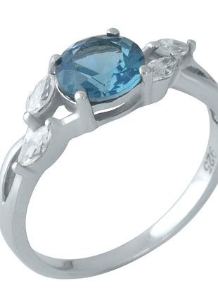 Срібне кільце proba з топазом лондон блю 1.565ct, вага виробу 2,32 г (1957233) 16.5 розмір