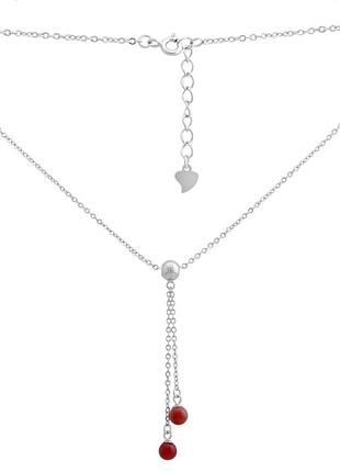 Серебряное колье proba с кораллом, вес изделия 3,82 гр (2147176) 500 размер