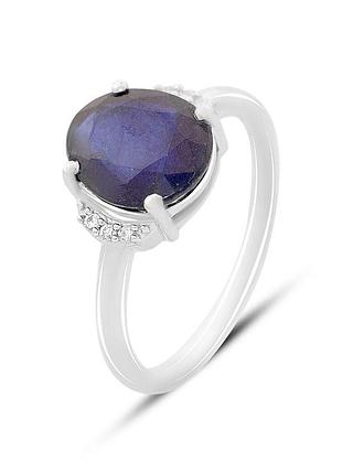 Серебряное кольцо proba с натуральным сапфиром 3.873ct, фианитами, вес изделия 2,44 гр (2162513) 17 размер