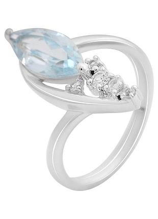 Срібне кільце proba з натуральним топазом 2.188ct, вага виробу 2,86 г (2212379) 17 розмір