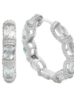 Серебряные серьги proba с натуральным топазом 11.8ct, фианитами (2207047)
