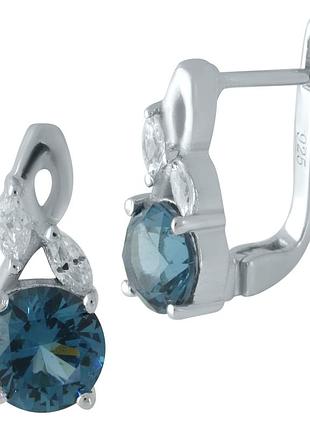 Серебряные серьги proba с топазом лондон блю 2.688ct (1958162)