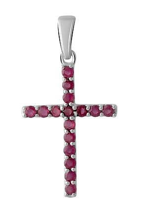 Срібний хрестик proba з рубіном 0.88ct (2064411)