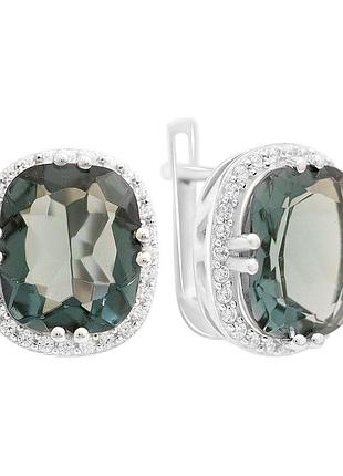 Серебряные серьги proba с топазом лондон блю 9.265ct (2151777)
